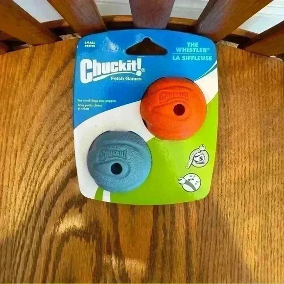 NWT, Chuckit! Whistler Balls Dog Toy, 2 Pack, Small, Orange, Blue - Picture 3 of 4